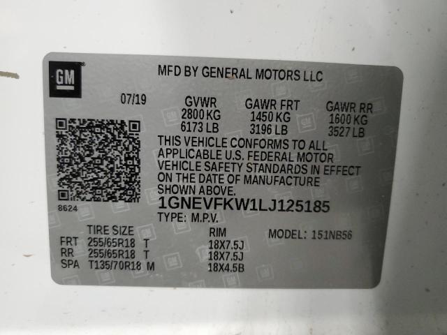 2020 CHEVROLET TRAVERSE L - 1GNEVFKW1LJ125185