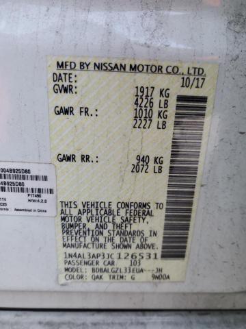 2018 NISSAN ALTIMA 2.5 - 1N4AL3AP3JC126531