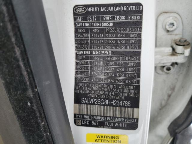 2017 LAND ROVER RANGE ROVE - SALVP2BG8HH234786