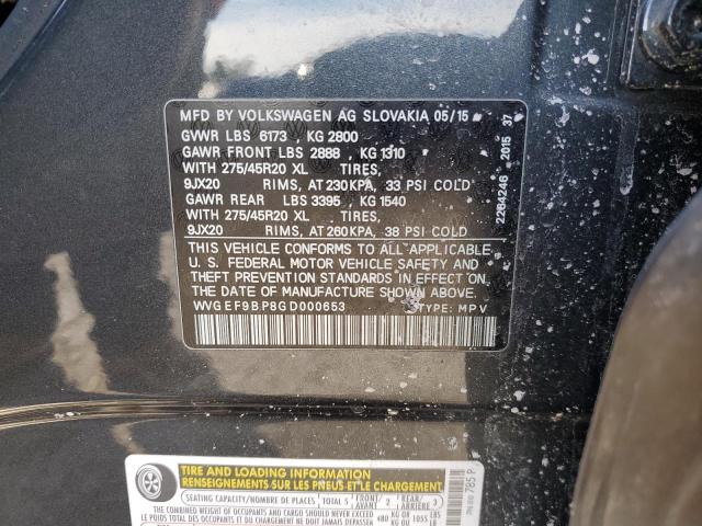 2016 VOLKSWAGEN TOUAREG SP WVGEF9BP8GD000653