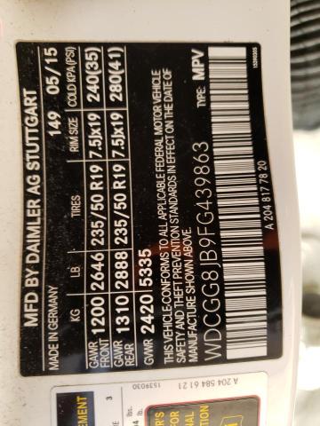 2015 MERCEDES-BENZ GLK 350 4M WDCGG8JB9FG439863