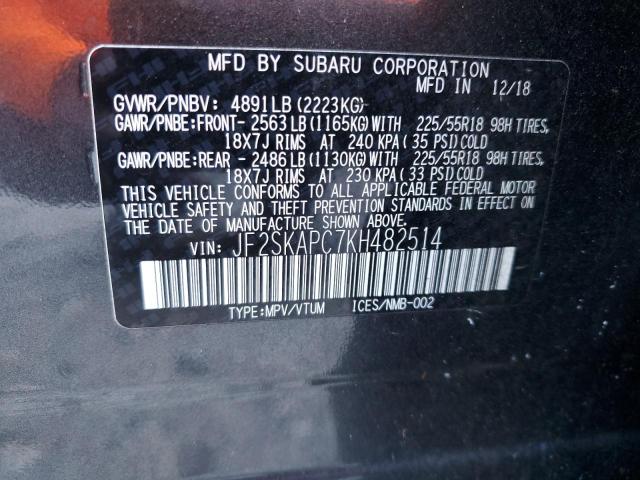 2019 SUBARU FORESTER S - JF2SKAPC7KH482514