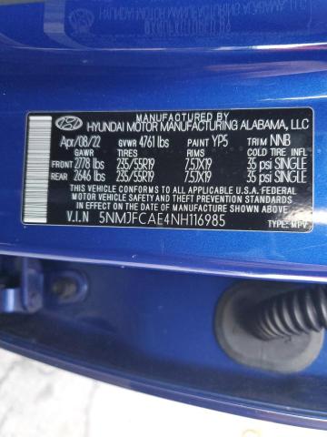 2022 HYUNDAI TUCSON SEL 5NMJFCAE4NH116985