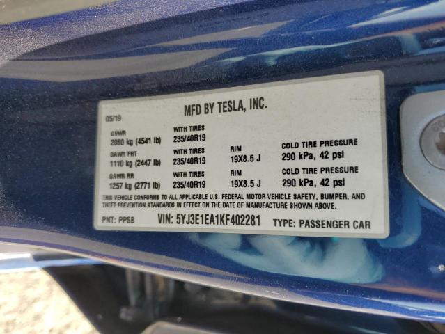 2019 TESLA MODEL 3 5YJ3E1EA1KF402281
