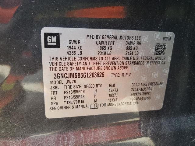 2016 CHEVROLET TRAX LTZ 3GNCJMSB5GL203826