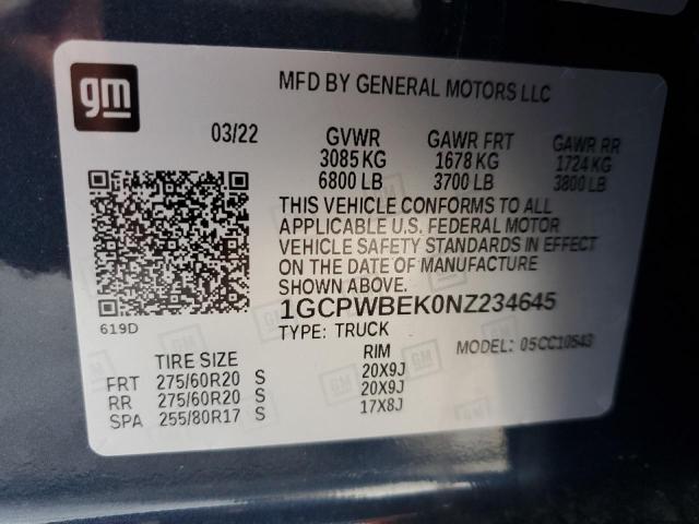 1GCPWBEK0NZ234645 2022 CHEVROLET ALL Models