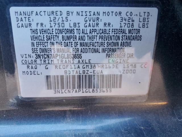 2016 NISSAN VERSA S - 3N1CN7AP1GL853655