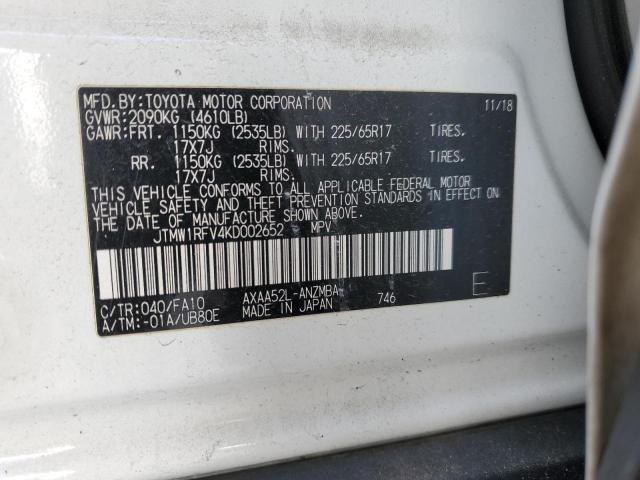 2019 TOYOTA RAV4 XLE - JTMW1RFV4KD002652