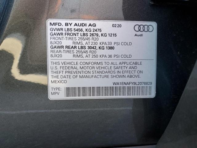 2020 AUDI Q5 TITANIU WA1ENAFY9L2076829