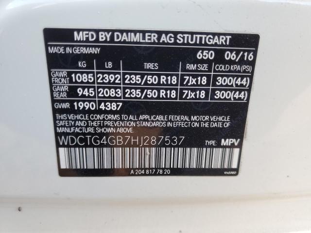 2017 MERCEDES-BENZ GLA 250 4M WDCTG4GB7HJ287537