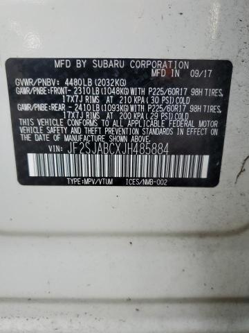 2018 SUBARU FORESTER 2 - JF2SJABCXJH485884