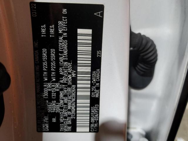 2022 LEXUS RX 450H 2T2HGMDA7NC082648