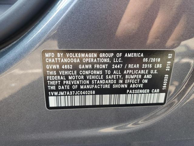 2018 VOLKSWAGEN PASSAT GT 1VWJM7A37JC040258