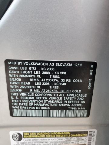 2016 VOLKSWAGEN TOUAREG SP WVGEF9BP4GD010645
