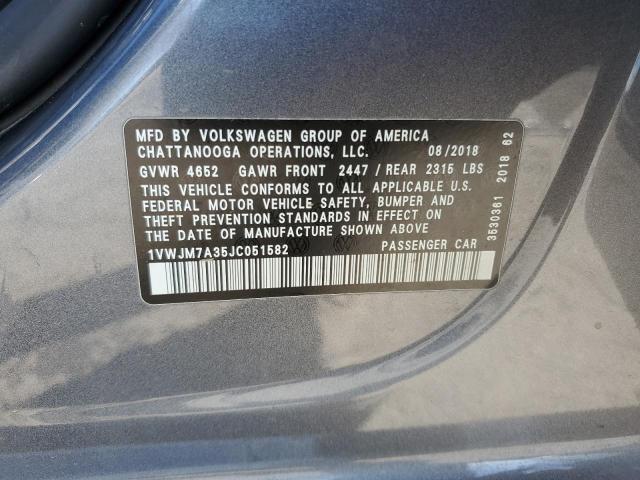 2018 VOLKSWAGEN PASSAT GT 1VWJM7A35JC051582