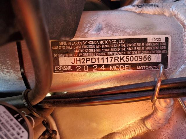 2024 HONDA CRF450 RL JH2PD1117RK500956