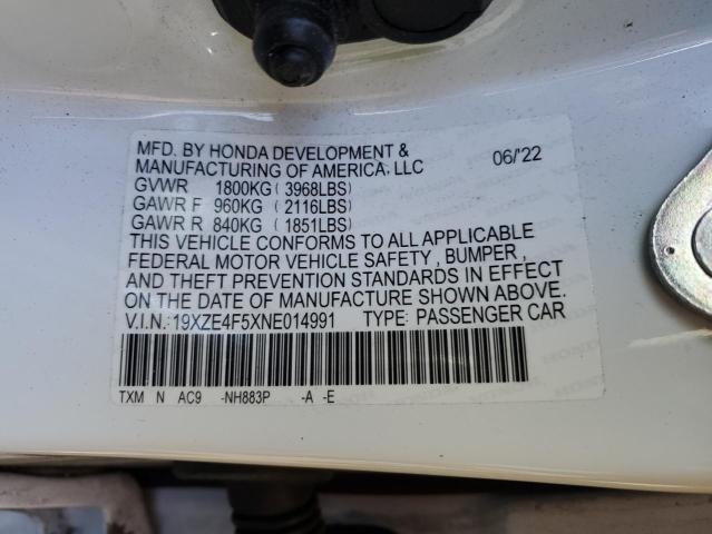 2022 HONDA INSIGHT EX 19XZE4F5XNE014991