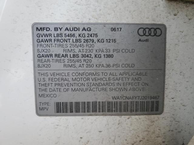 2018 AUDI Q5 PRESTIG WA1CNAFY7J2019467