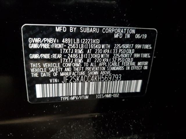 2019 SUBARU FORESTER JF2SKACC4KH569793