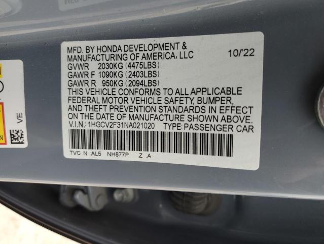 2022 HONDA ACCORD SPO 1HGCV2F31NA021020