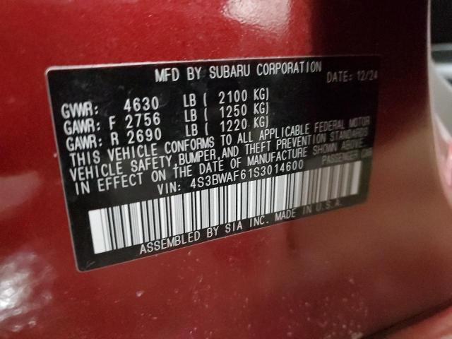 2025 SUBARU LEGACY PRE 4S3BWAF61S3014600