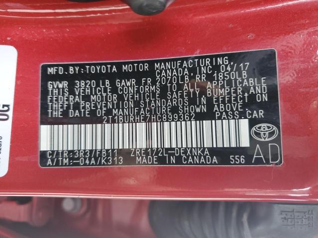 2017 TOYOTA COROLLA L 2T1BURHE7HC899362