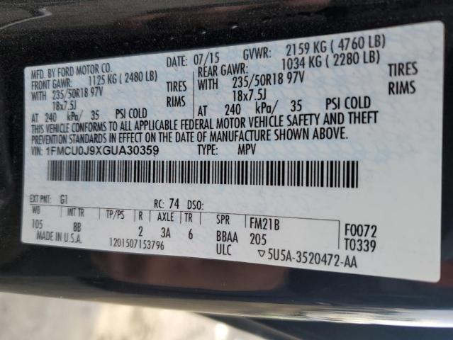 2016 FORD ESCAPE TIT - 1FMCU0J9XGUA30359