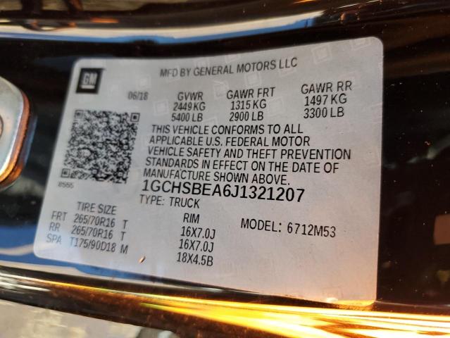 2018 CHEVROLET COLORADO - 1GCHSBEA6J1321207