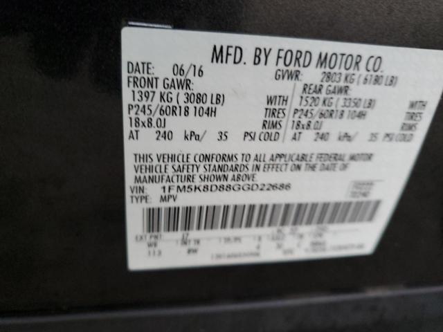 2016 FORD EXPLORER X 1FM5K8D88GGD22686