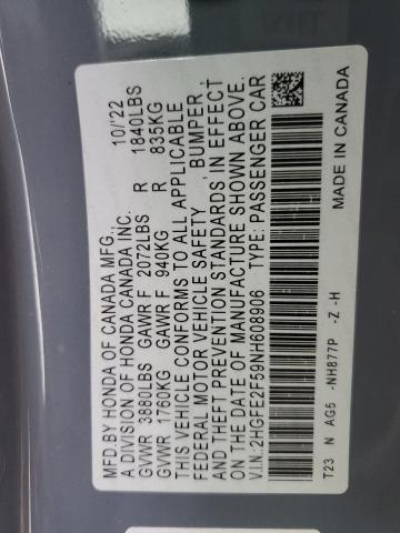 2022 HONDA CIVIC SPOR - 2HGFE2F59NH608906
