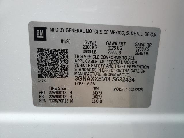 2020 CHEVROLET EQUINOX PR - 3GNAXXEV0LS632434