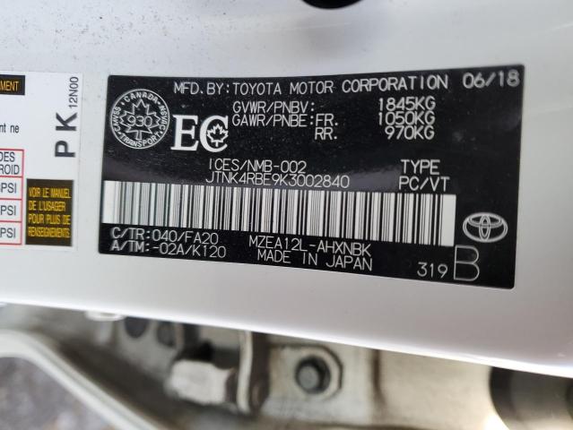 2019 TOYOTA COROLLA SE JTNK4RBE9K3002840