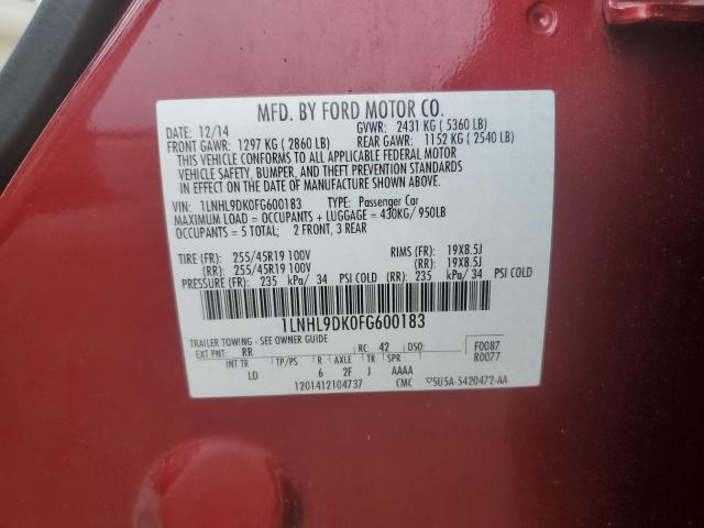 2015 LINCOLN MKS 1LNHL9DK0FG600183