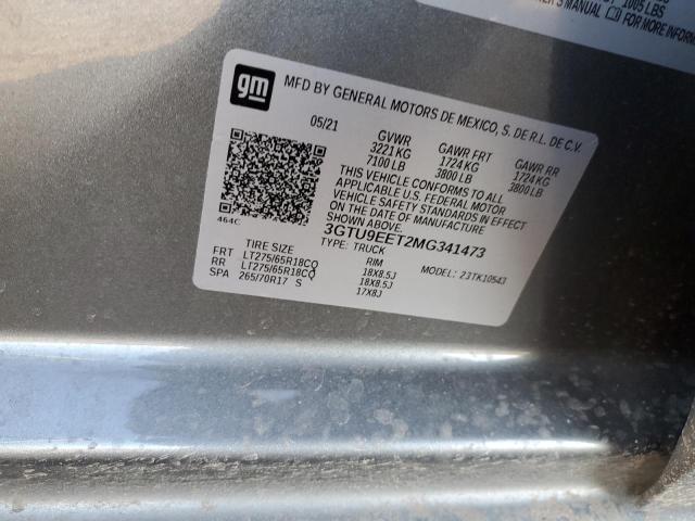 2021 GMC SIERRA K15 - 3GTU9EET2MG341473