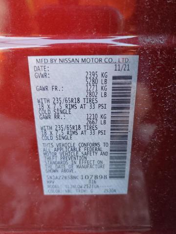 2022 NISSAN MURANO SV - 5N1AZ2BS8NC107898