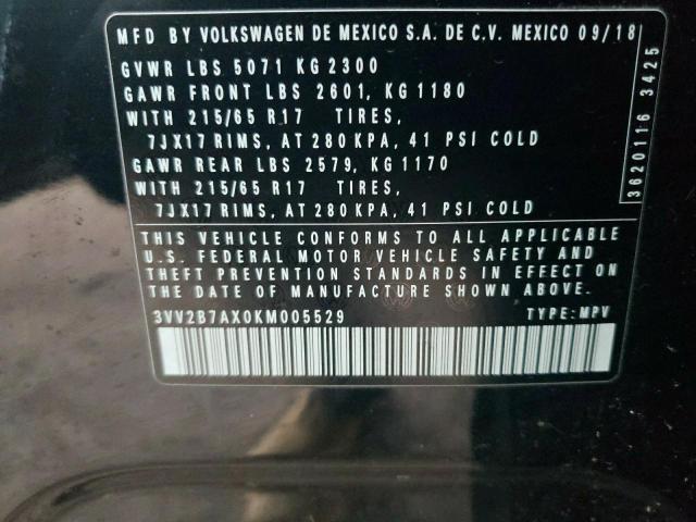 2019 VOLKSWAGEN TIGUAN SE - 3VV2B7AX0KM005529