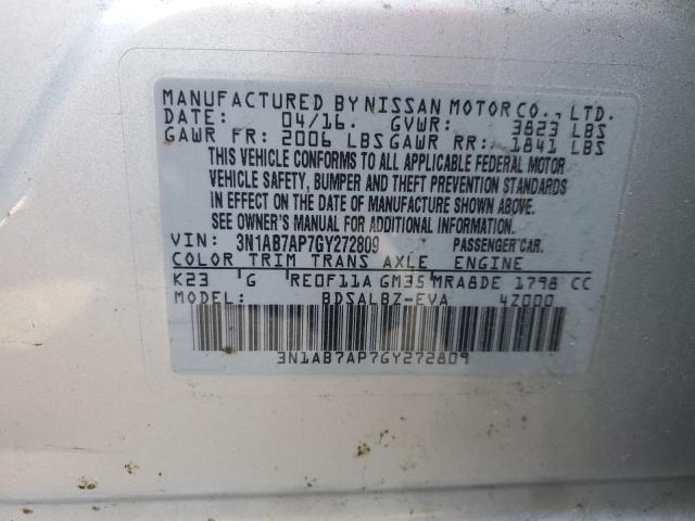 2016 NISSAN SENTRA S - 3N1AB7AP7GY272809