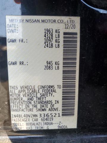 2021 NISSAN ALTIMA SV - 1N4BL4DV2MN336521