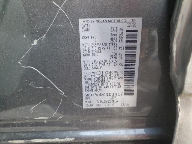 2021 NISSAN MURANO PLA 5N1AZ2DJ8MC103417