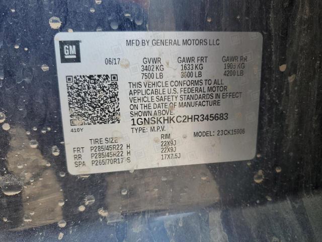 2017 CHEVROLET SUBURBAN K 1GNSKHKC2HR345683