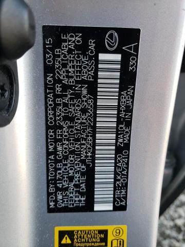 2015 LEXUS CT 200 JTHKD5BH7F2236587