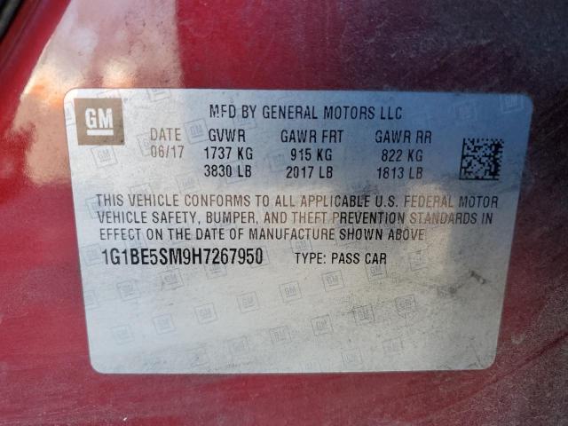 2017 CHEVROLET CRUZE LT - 1G1BE5SM9H7267950