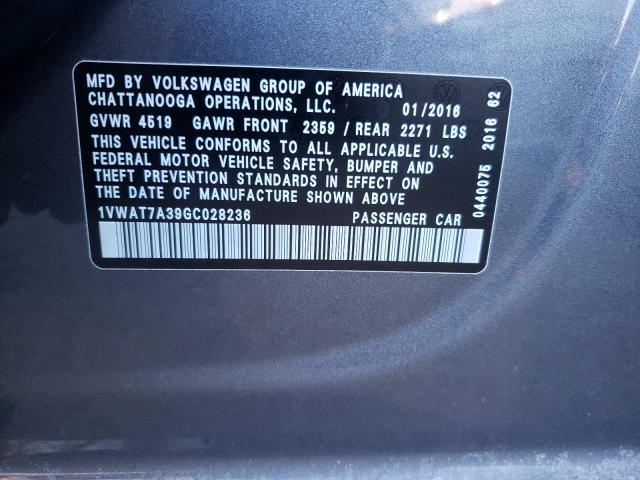 2016 VOLKSWAGEN PASSAT S - 1VWAT7A39GC028236