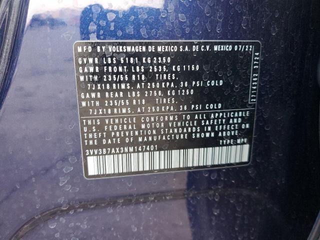 2022 VOLKSWAGEN TIGUAN SE - 3VV3B7AX3NM147401