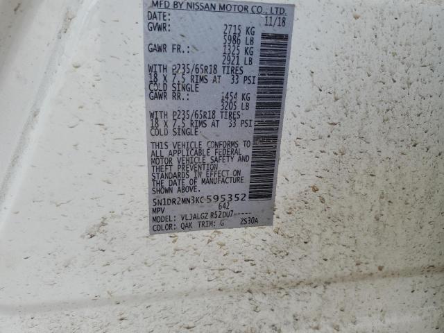 2019 NISSAN PATHFINDER - 5N1DR2MN3KC595352