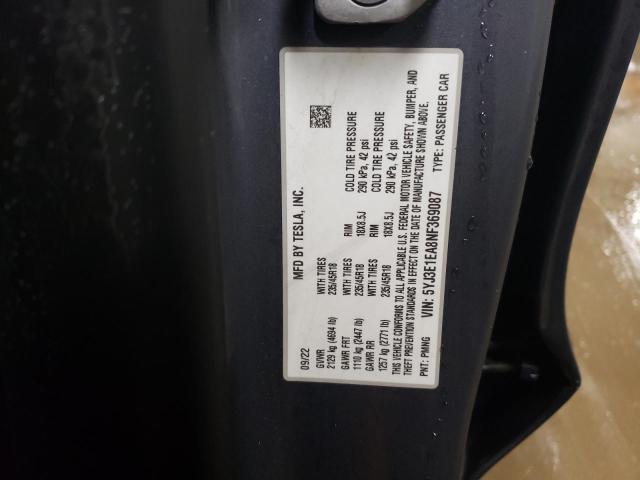 2022 TESLA MODEL 3 - 5YJ3E1EA8NF369087