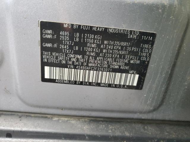2015 SUBARU OUTBACK 4S4BSAFC2F3263071
