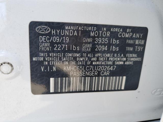 2020 HYUNDAI IONIQ BLUE - KMHC65LC7LU202647