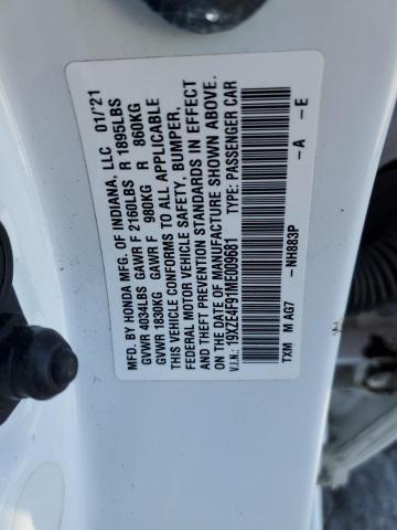 2021 HONDA INSIGHT TO 19XZE4F91ME009681