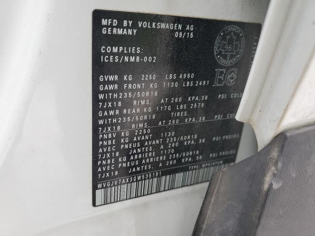 2016 VOLKSWAGEN TIGUAN COM WVGJV7AX3GW535191